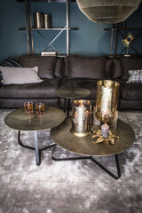 Kae Gold aluminium sidetable ijzeren frame rond L