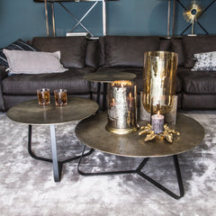 Kae Gold aluminium sidetable ijzeren frame rond L