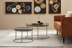 Carry Black Wood coffeetable round gold frame sv2