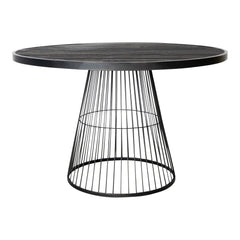 Ginna Black metal coffee table cone foot round