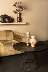 Ginna Black metal coffee table cone foot round