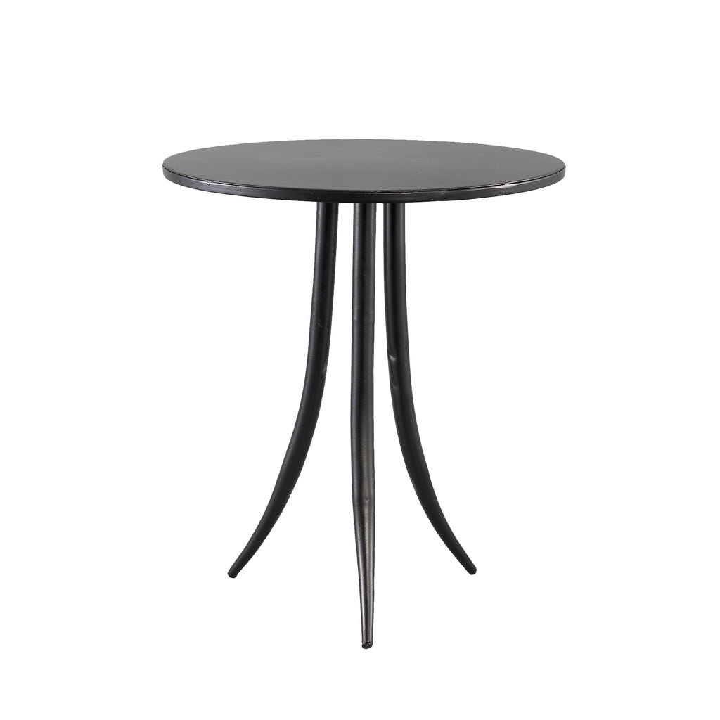 Maeve Black metal sidetable with three feet round