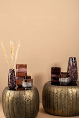 Reddick Gold iron coffeetable glass top set of 2